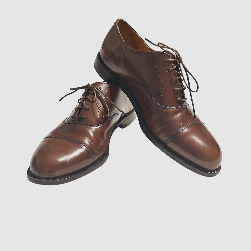 Vintage Cole Haan Oxford Shoes Mens 9.5 D Brown Leather Cap Toe‎ Made in USA